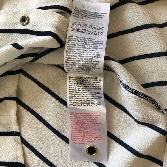 Jacqueline de Yong by Only Cream & Navy Striped Shirt Size 40 Small - Picture 9 of 13